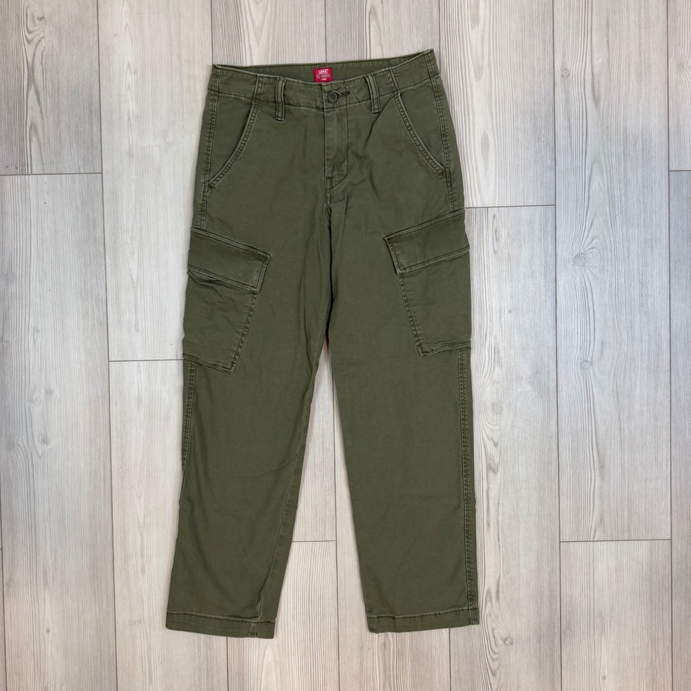 Levis XX Cargo Taper Pants Mens 28x30 Olive Green WaterLess Trousers 39441-0003